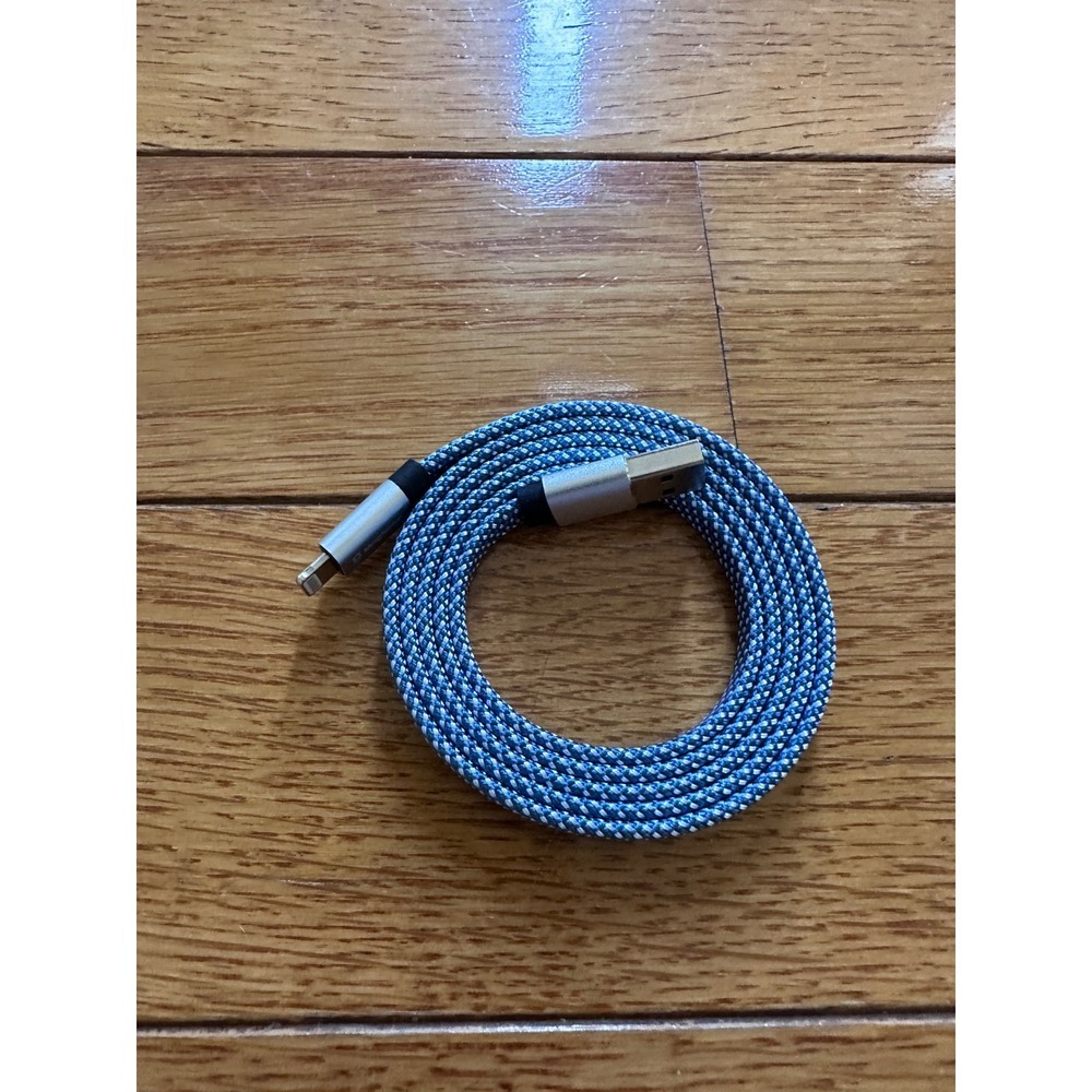 Braided Lightning Cable USB Charging Cord iPhone iPad Durable Blue‎